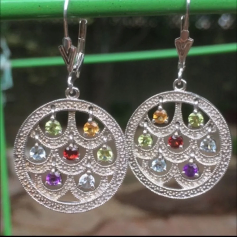 14k gold earrings with gemstones - Picture 7 of 7